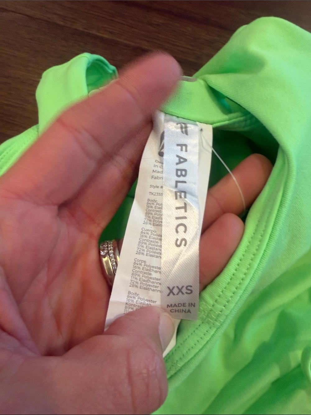 Fabletics Rouched Built-In Bra Tank Size XXS Neon Green NWT - C53-053 - Picture 2 of 7